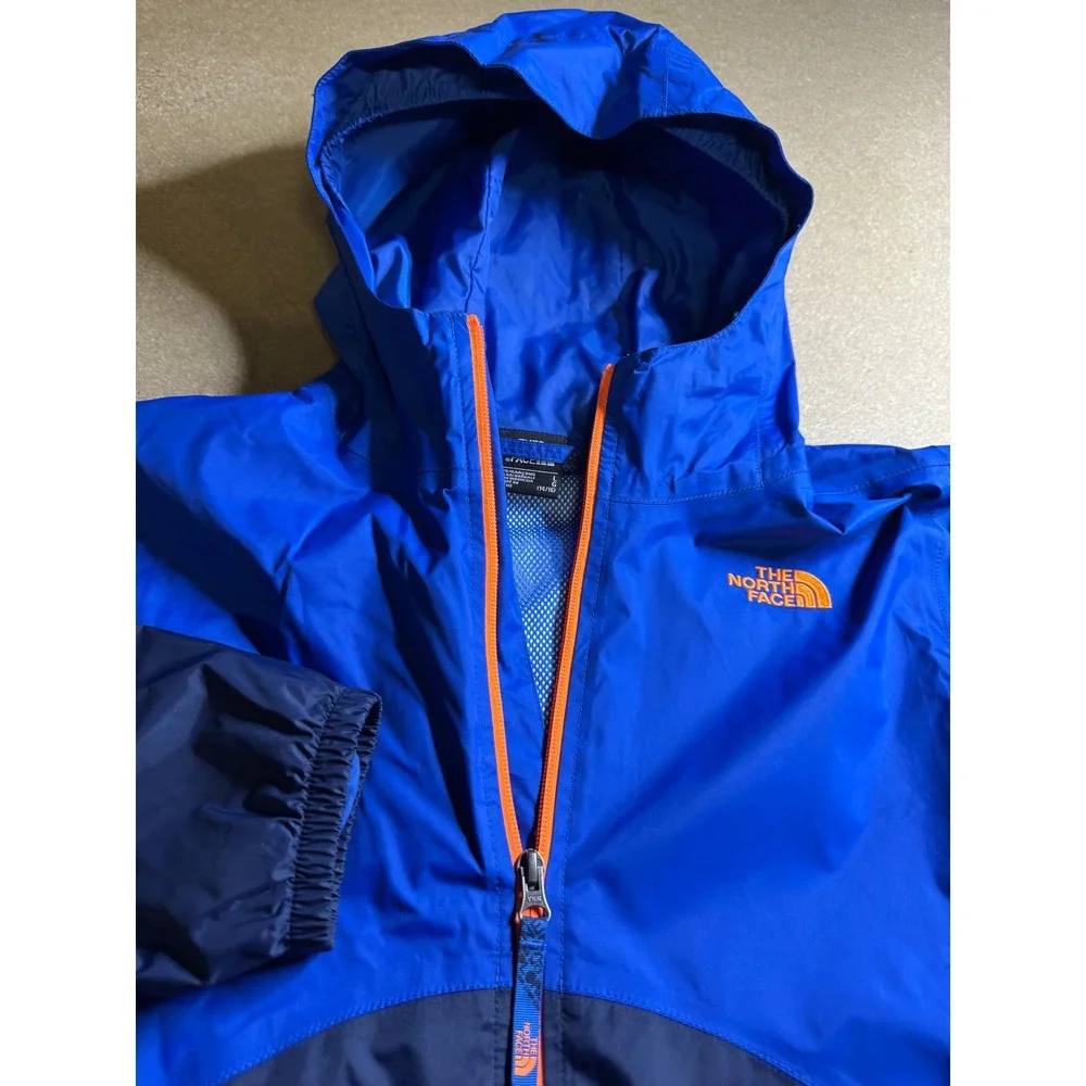 The North Face Boys Blue HyVent‎ Waterproof Rain Jacket Hooded Large 14/16